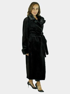 Woman's Black Sheared Mink Fur Coat