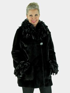 Woman's Black Sheared Mink Fur Stroller