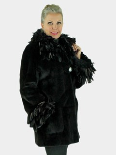 Woman's Black Sheared Mink Fur Stroller