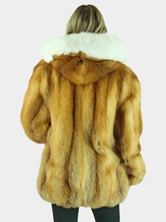 Woman's Natural Red Fox Fur Parka