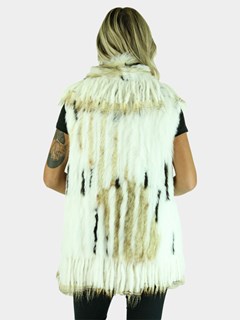 Woman's White Multi-Fur Knitted Vest
