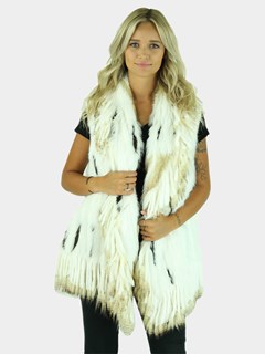 Woman's White Multi-Fur Knitted Vest