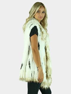 Woman's White Multi-Fur Knitted Vest