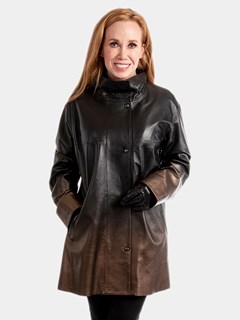 Woman's Bronze and Black Degradé Leather Jacket