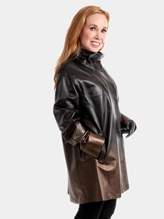 Woman's Bronze and Black Degradé Leather Jacket