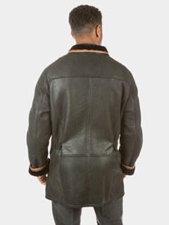 Man's Jet Iron Black Leather and Shearling Lamb Jacket