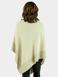 Woman's Beige Knit Fashion Poncho