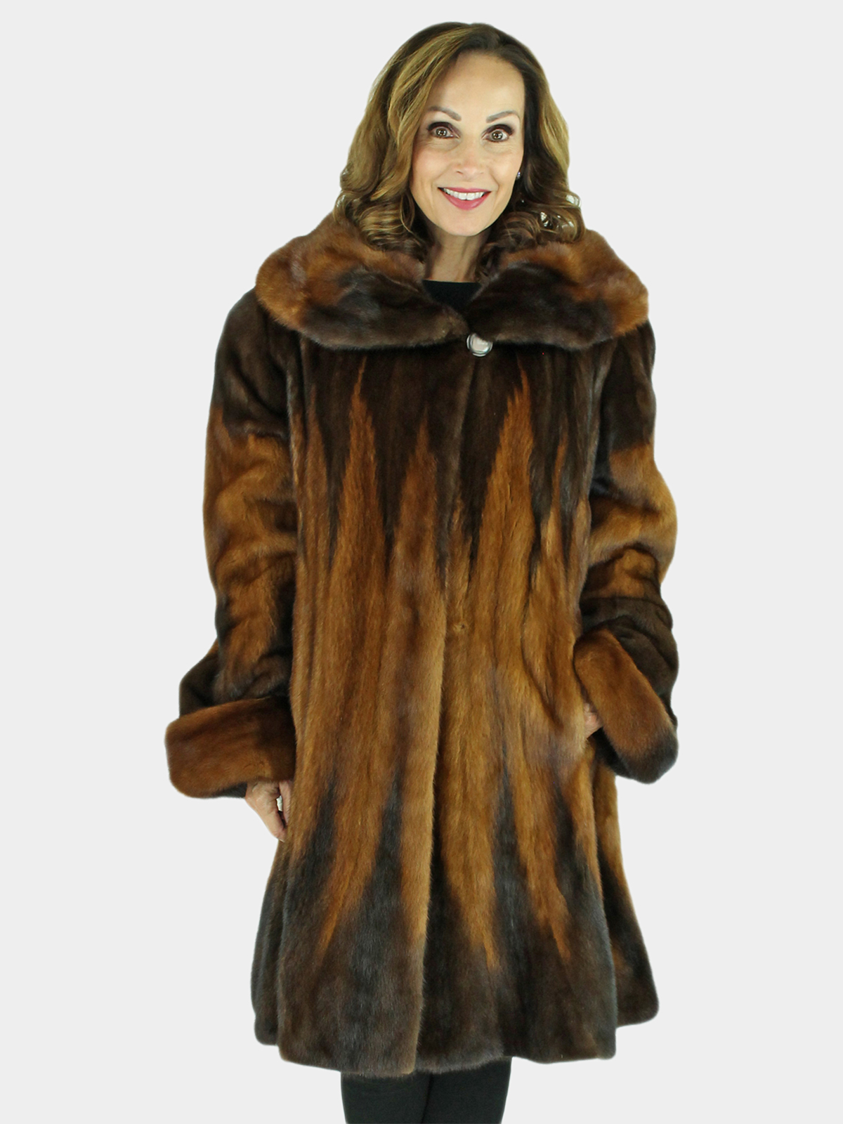 Woman's Whiskey Mink Degrade Fur Stroller