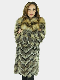Woman's Camel Dyed Silver Fox and Rex Rabbit Fur Stroller