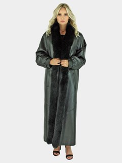 Woman's Black Lamb Nappa Leather Coat