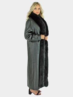 Women's Black Lamb Nappa Leather Coat | Day Furs