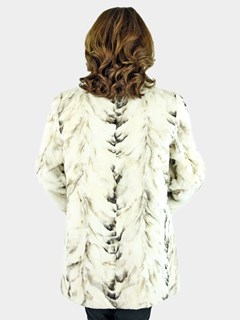 Woman's Beige and White Bleached Sheared Mink Fur Section Jacket