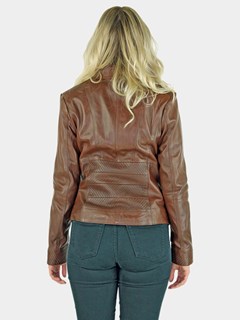 Woman's Sierra Brown Leather Zipper Jacket