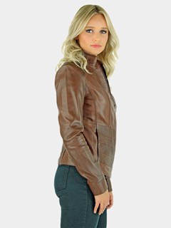 Woman's Sierra Brown Leather Zipper Jacket