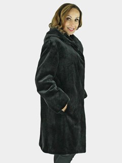 Woman's Black Sheared Mink Fur Stroller