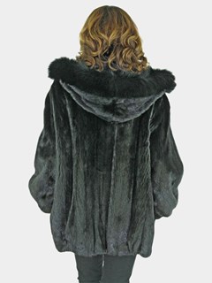 Woman's Black Mink Fur Parka