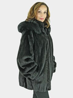 Woman's Black Mink Fur Parka