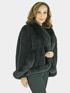 Woman's Black Knitted Mink Fur Cape