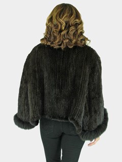 Woman's Mahogany Knitted Mink Fur Cape