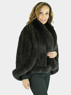 Woman's Mahogany Knitted Mink Fur Cape