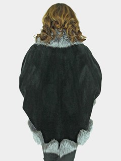 Woman's Black Sheared Mink Fur Cape