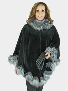 Woman's Black Sheared Mink Fur Cape