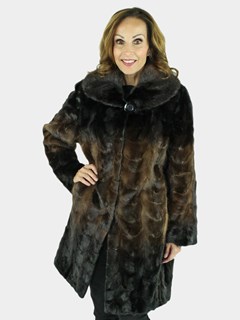 Woman's Brown Degrade Mink Fur Section Stroller