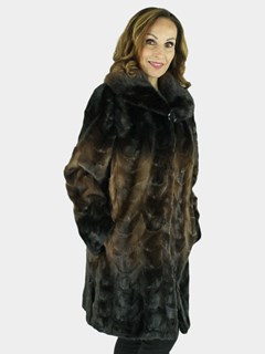 Woman's Brown Degrade Mink Fur Section Stroller