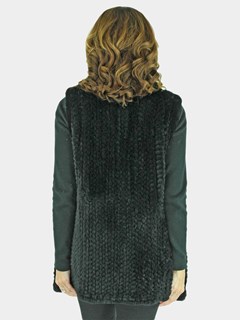 Woman's Black Knitted Rex Rabbit Fur Vest