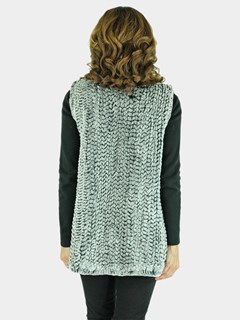 Woman's Grey Snotop Dyed Knitted Rex Rabbit Fur Vest