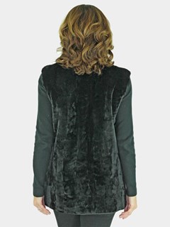 Woman's Black Sheared Mink Fur Section Vest