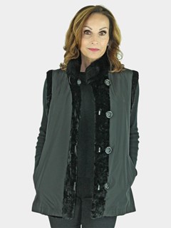 Woman's Black Sheared Mink Fur Section Vest