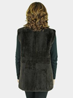 Woman's Brown Sheared Mink Fur Section Vest