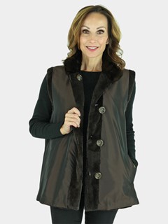 Woman's Brown Sheared Mink Fur Section Vest