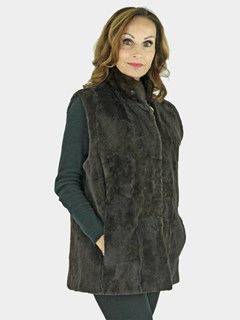 Woman's Brown Sheared Mink Fur Section Vest