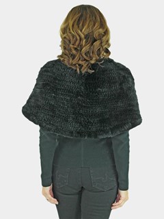 Woman's Black Knitted Rex Rabbit Fur Stole