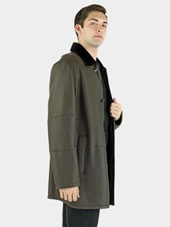 Man's Dark Brown and Slate Shearling Coat