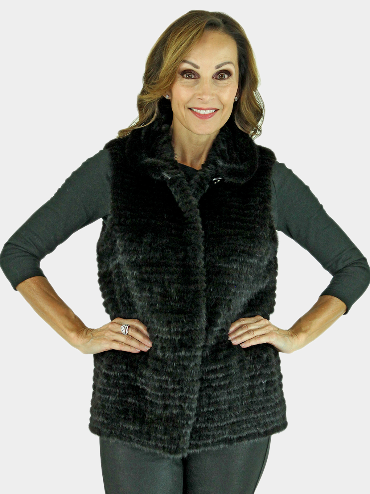 Gorski Woman's Petite Black Mink Fur Vest 