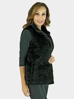 Gorski Woman's Petite Black Mink Fur Vest 