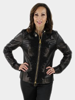 Woman's Euro Style Black Leather Jacket 