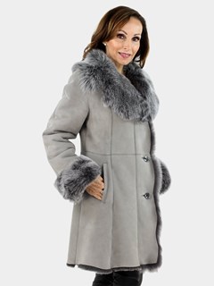 Woman's Ash Shearling Lamb Fur Stroller