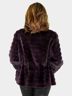 Gorski Woman's  Amethyst Grooved Sheared Mink Fur Jacket