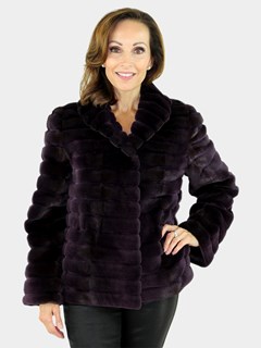 Gorski Woman's  Amethyst Grooved Sheared Mink Fur Jacket