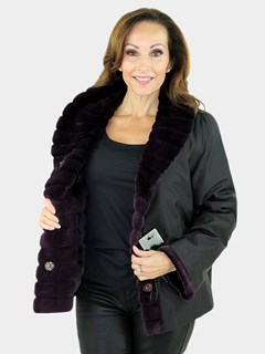 Gorski Woman's  Amethyst Grooved Sheared Mink Fur Jacket