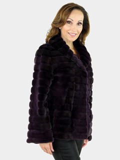 Gorski Woman's  Amethyst Grooved Sheared Mink Fur Jacket