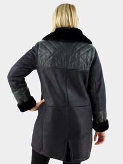 Woman's Navy Shearling Jacket