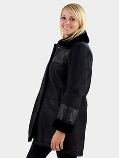 Woman's Navy Shearling Jacket