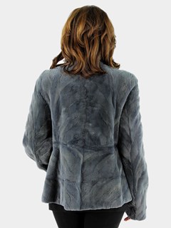 Woman's Steel Grey Sculptured Sheared Mink Fur Jacket