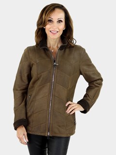 Woman's Tobacco Shearling Lamb Jacket