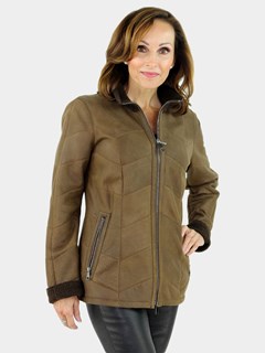 Woman's Tobacco Shearling Lamb Jacket